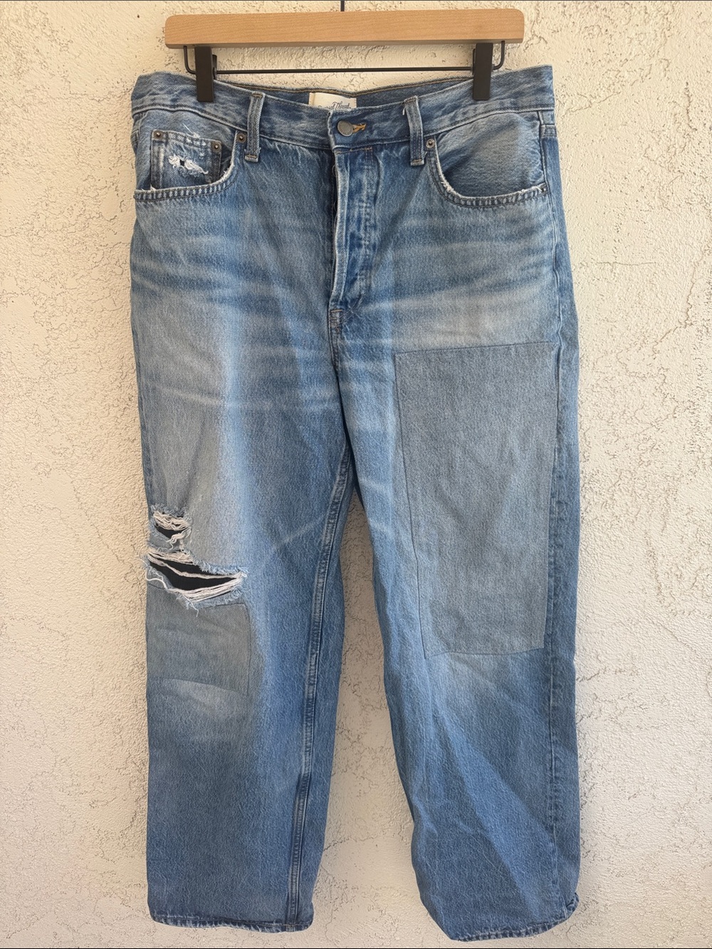 Universal Thread Light Blue Distressed Patchwork Jeans